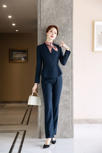 Női öltönyök új őszi csúcskategóriás professzionális temperamentum formális vékony, hosszú ujjú blézer és szoknya irodai női munkaruha