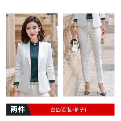 Kiváló minőségű női üzleti fehér öltöny szett őszi, alkalmi, hosszú ujjú, egygombos blézer női nadrágkosztüm Irodai dzseki S-4XL