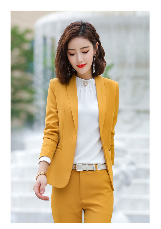 Kiváló minőségű női üzleti fehér öltöny szett őszi, alkalmi, hosszú ujjú, egygombos blézer női nadrágkosztüm Irodai dzseki S-4XL