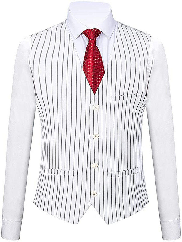 Férfi alkalmi 3 részes férfi öltönyök, csíkos, vékony szabású szmokingok esküvői vőlegényeknek (kabát+mellény+nadrág)