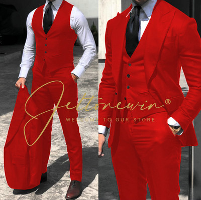 2022-es fekete klasszikus férfi öltöny, 3 részes szmoking, csúcs hajtóka, vőfély esküvői öltöny szett Divat férfi üzleti blézer dzseki+nadrág+mellény