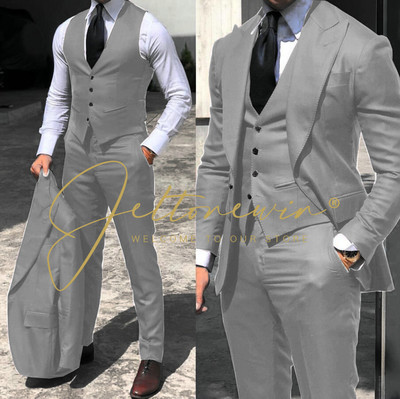 2022-es fekete klasszikus férfi öltöny, 3 részes szmoking, csúcs hajtóka, vőfély esküvői öltöny szett Divat férfi üzleti blézer dzseki+nadrág+mellény