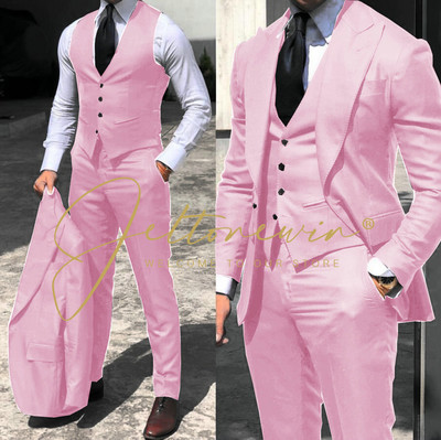 2022-es fekete klasszikus férfi öltöny, 3 részes szmoking, csúcs hajtóka, vőfély esküvői öltöny szett Divat férfi üzleti blézer dzseki+nadrág+mellény