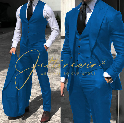 2022-es fekete klasszikus férfi öltöny, 3 részes szmoking, csúcs hajtóka, vőfély esküvői öltöny szett Divat férfi üzleti blézer dzseki+nadrág+mellény