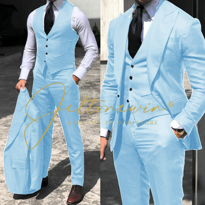 2022-es fekete klasszikus férfi öltöny, 3 részes szmoking, csúcs hajtóka, vőfély esküvői öltöny szett Divat férfi üzleti blézer dzseki+nadrág+mellény