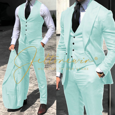 2022-es fekete klasszikus férfi öltöny, 3 részes szmoking, csúcs hajtóka, vőfély esküvői öltöny szett Divat férfi üzleti blézer dzseki+nadrág+mellény