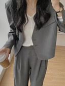 Femei de vară elegante ocazional Blazer costum pantalon Jachete cu mânecă lungă pantaloni largi Set două piese haine la modă pentru femei ținute