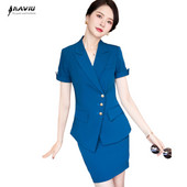 Costume cu mânecă scurtă pentru femei, vară, subțire, de gamă înaltă, temperament profesional, modă, blazer subțire și fustă, îmbrăcăminte de birou pentru doamne