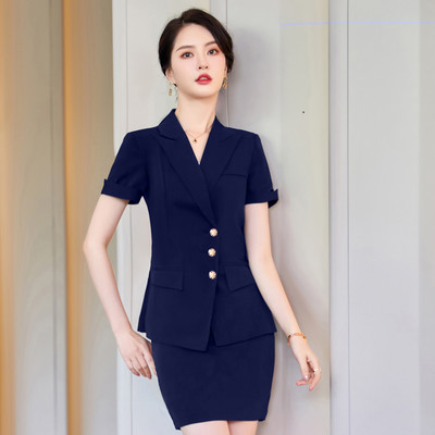 Costume cu mânecă scurtă pentru femei, vară, subțire, de gamă înaltă, temperament profesional, modă, blazer subțire și fustă, îmbrăcăminte de birou pentru doamne