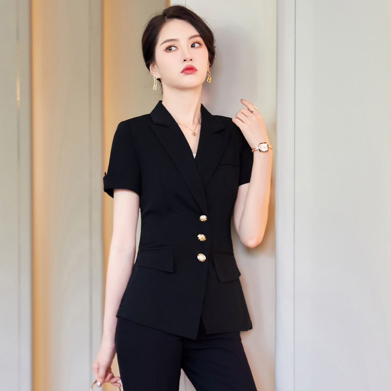 Costume cu mânecă scurtă pentru femei, vară, subțire, de gamă înaltă, temperament profesional, modă, blazer subțire și fustă, îmbrăcăminte de birou pentru doamne