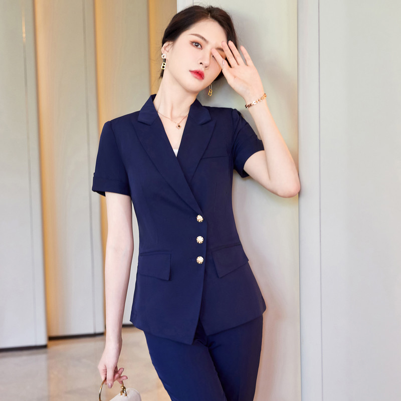 Costume cu mânecă scurtă pentru femei, vară, subțire, de gamă înaltă, temperament profesional, modă, blazer subțire și fustă, îmbrăcăminte de birou pentru doamne