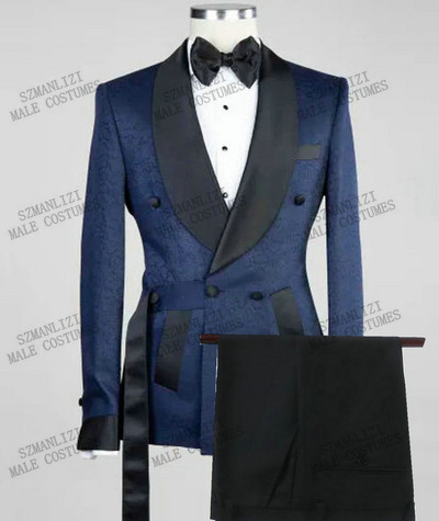 Costum de nuntă pentru bărbați cu design de modă 2022, negru, floral