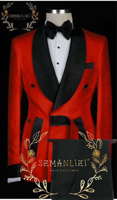 Costum de nuntă pentru bărbați cu design de modă 2022, negru, floral