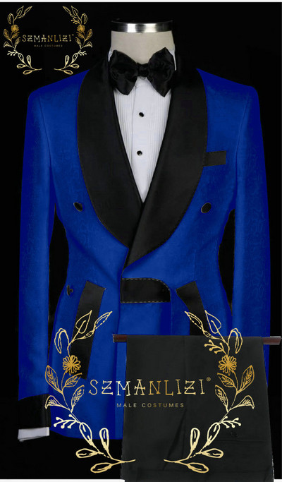 Costum de nuntă pentru bărbați cu design de modă 2022, negru, floral