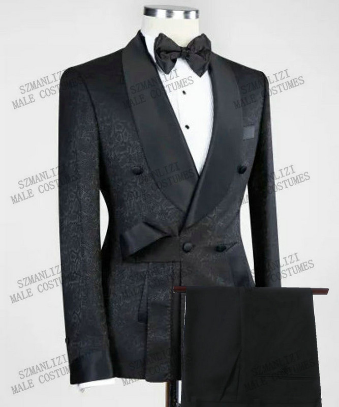 Costum de nuntă pentru bărbați cu design de modă 2022, negru, floral