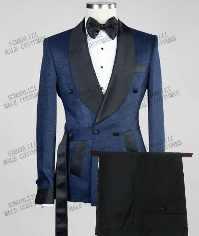 Costum de nuntă pentru bărbați cu design de modă 2022, negru, floral