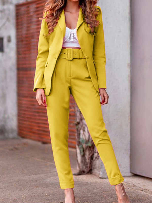 YICIYA Costume roz pentru femei Seturi de birou Fluorescență Neon Verde Costum femei 2022 Crop top și pantaloni pentru femei Set de blazer formal