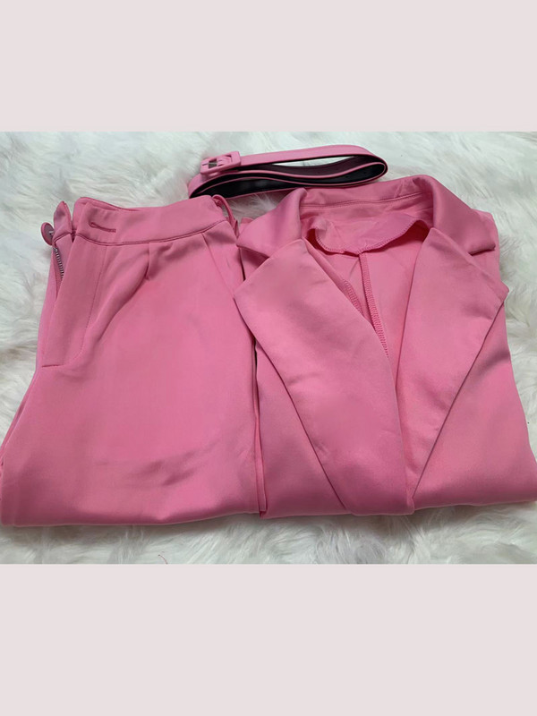 YICIYA Costume roz pentru femei Seturi de birou Fluorescență Neon Verde Costum femei 2022 Crop top și pantaloni pentru femei Set de blazer formal