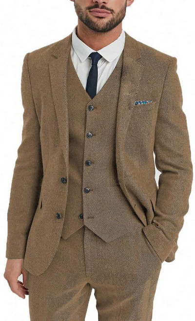 Costum bărbătesc clasic 3 piese pentru bărbați cu model smoking pentru bărbați pentru nuntă (blazer + vestă + pantaloni)