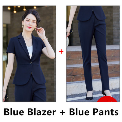 Costume gri cu mânecă scurtă pentru femei, vară, subțire, temperament înalt, modă, blazer și fustă subțiri, îmbrăcăminte de birou pentru doamne