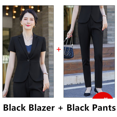 Costume gri cu mânecă scurtă pentru femei, vară, subțire, temperament înalt, modă, blazer și fustă subțiri, îmbrăcăminte de birou pentru doamne