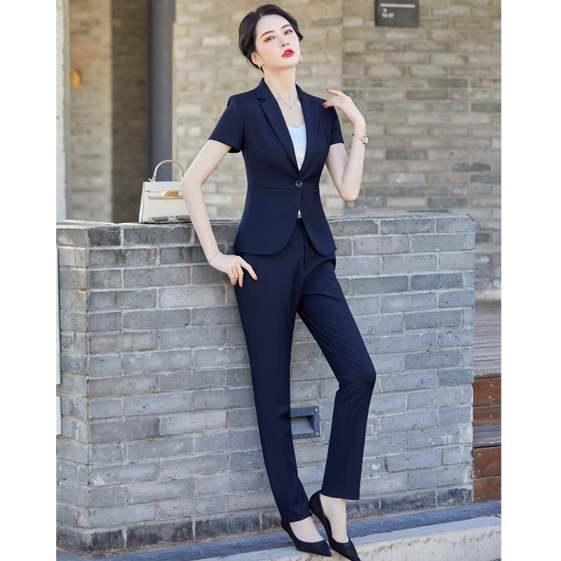 Costume gri cu mânecă scurtă pentru femei, vară, subțire, temperament înalt, modă, blazer și fustă subțiri, îmbrăcăminte de birou pentru doamne