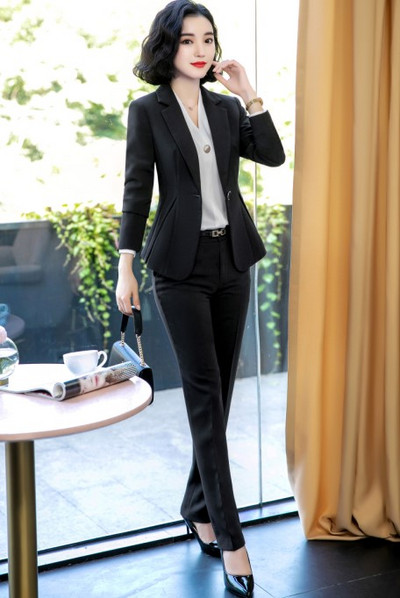 Costum de birou Naviu profesional pentru femei, toamnă iarnă, interviu formal nou, blazer și fustă cu mânecă lungă, îmbrăcăminte de lucru la modă