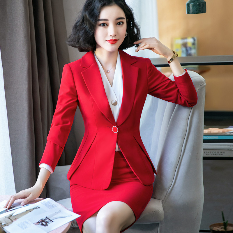 Costum de birou Naviu profesional pentru femei, toamnă iarnă, interviu formal nou, blazer și fustă cu mânecă lungă, îmbrăcăminte de lucru la modă