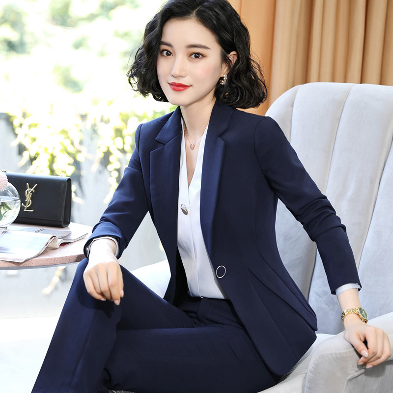 Costum de birou Naviu profesional pentru femei, toamnă iarnă, interviu formal nou, blazer și fustă cu mânecă lungă, îmbrăcăminte de lucru la modă