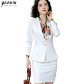 Costum profesional pentru femei Conjuntos De Fald Toamnă Iarnă Moda Negru Alb Blazer cu mânecă lungă și fustă Îmbrăcăminte de lucru pentru doamne de birou