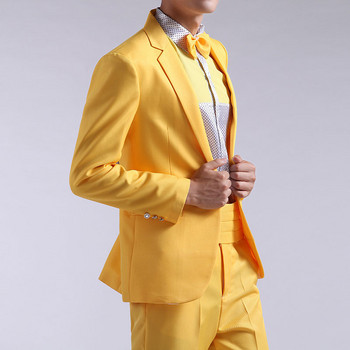 Ανδρικό κοστούμι Νέο 2022 Ανδρικά μακρυμάνικα κοστούμια Παντελόνια Φιλοξενούνται θεατρικά σμόκιν Γάμος χορός για άνδρες Κόκκινο Κίτρινο Μπλε Επίσημο Κανονικό