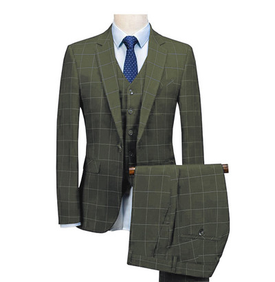 Costum Bărbați Albastru Regal 3 piese Costum bărbați în carouri Slim Fit Costume de nuntă Mire Tweed Lână Smoking pentru nuntă (Jachetă+Pantaloni+Vest)