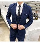 Costum bărbătesc formal 3 piese pentru bărbați, smoking de bal de absolvire, pentru nuntă (Blazer+Vest+Pantalons)