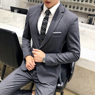 Costum bărbătesc formal 3 piese pentru bărbați, smoking de bal de absolvire, pentru nuntă (Blazer+Vest+Pantalons)