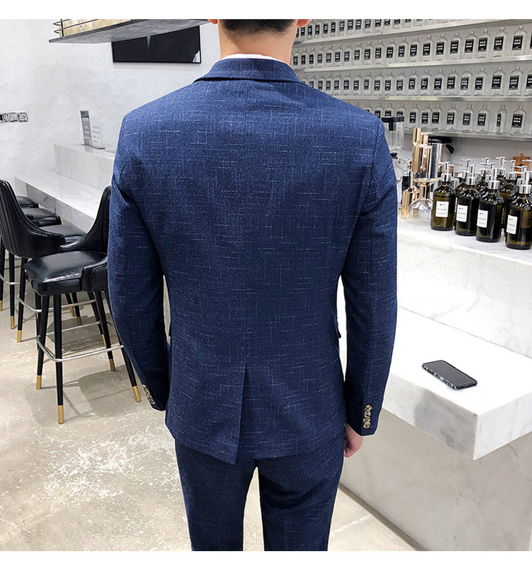 Costum bărbătesc formal 3 piese pentru bărbați, smoking de bal de absolvire, pentru nuntă (Blazer+Vest+Pantalons)