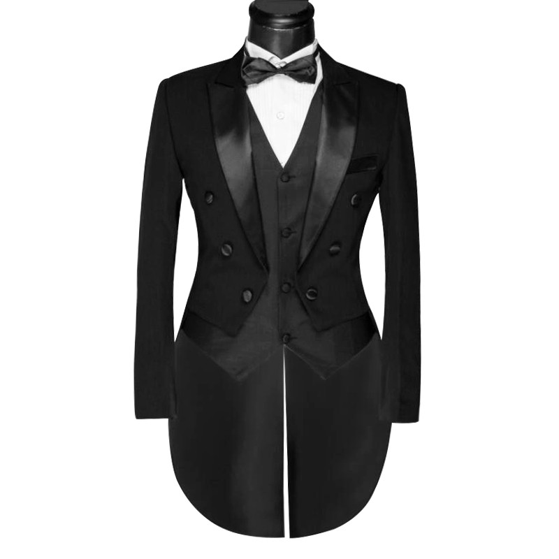 Costum de nuntă alb-negru pentru bărbați cu design clasic/Smoking de mire/Petrecere de seară/Costume Frac 4 piese Blazer (Jachetă+Pantaloni+Creata+Cravată)
