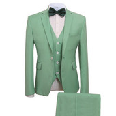 Costume pentru bărbați 3 piese costume de afaceri mire verde mentă nobil gri alb smoking pentru costum de nuntă formal (blazer + pantaloni + vestă)