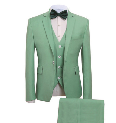 Costume pentru bărbați 3 piese costume de afaceri mire verde mentă nobil gri alb smoking pentru costum de nuntă formal (blazer + pantaloni + vestă)