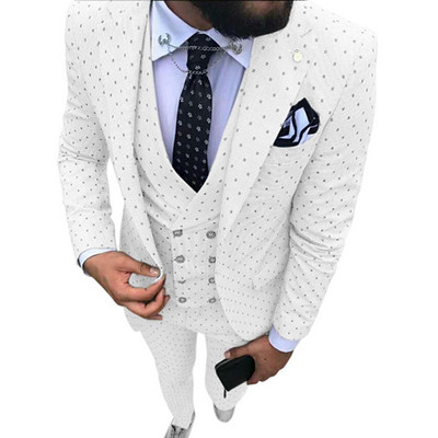 Costume pentru bărbați Wave point Trei piese Costume de rochie pentru bărbați Costume de afaceri casual pentru navetiști pentru nuntă (Blazer+Vest+Pants)