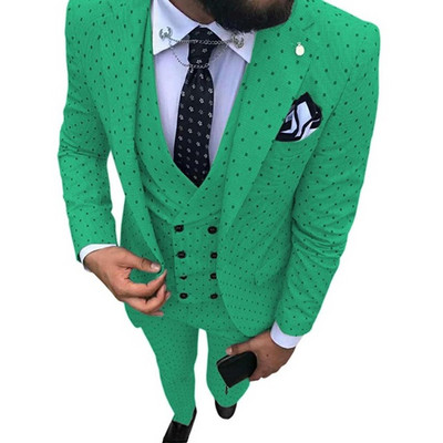 Costume pentru bărbați Wave point Trei piese Costume de rochie pentru bărbați Costume de afaceri casual pentru navetiști pentru nuntă (Blazer+Vest+Pants)