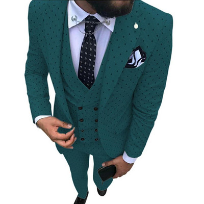 Costume pentru bărbați Wave point Trei piese Costume de rochie pentru bărbați Costume de afaceri casual pentru navetiști pentru nuntă (Blazer+Vest+Pants)
