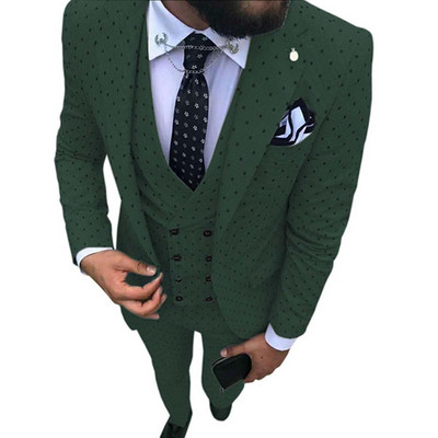 Costume pentru bărbați Wave point Trei piese Costume de rochie pentru bărbați Costume de afaceri casual pentru navetiști pentru nuntă (Blazer+Vest+Pants)