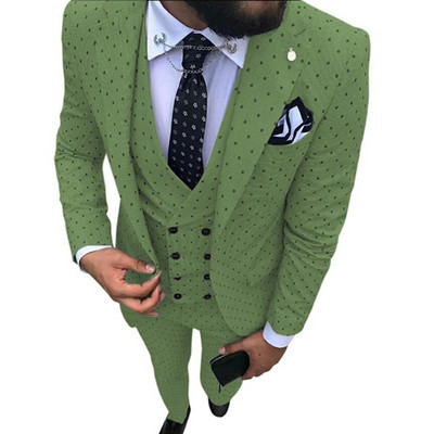 Costume pentru bărbați Wave point Trei piese Costume de rochie pentru bărbați Costume de afaceri casual pentru navetiști pentru nuntă (Blazer+Vest+Pants)