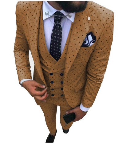 Costume pentru bărbați Wave point Trei piese Costume de rochie pentru bărbați Costume de afaceri casual pentru navetiști pentru nuntă (Blazer+Vest+Pants)
