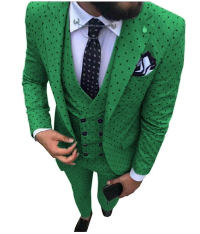 Costume pentru bărbați Wave point Trei piese Costume de rochie pentru bărbați Costume de afaceri casual pentru navetiști pentru nuntă (Blazer+Vest+Pants)