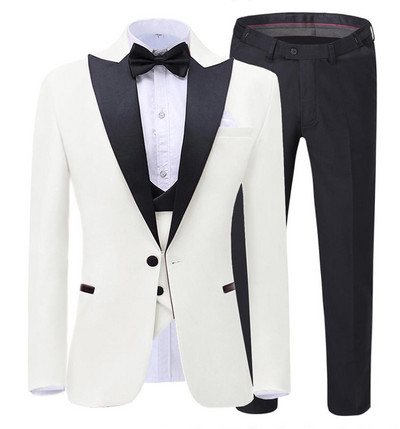 Costum pentru bărbați la modă nouă 2020, 3 piese, șal, rever, smoking, pentru nuntă, petrecere (Blazer+vestă+pantaloni)
