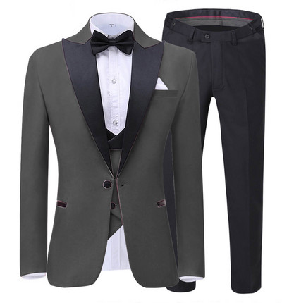 Costum pentru bărbați la modă nouă 2020, 3 piese, șal, rever, smoking, pentru nuntă, petrecere (Blazer+vestă+pantaloni)