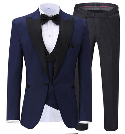 Costum pentru bărbați la modă nouă 2020, 3 piese, șal, rever, smoking, pentru nuntă, petrecere (Blazer+vestă+pantaloni)