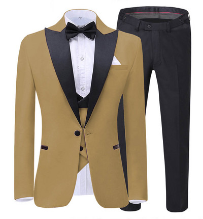 Costum pentru bărbați la modă nouă 2020, 3 piese, șal, rever, smoking, pentru nuntă, petrecere (Blazer+vestă+pantaloni)