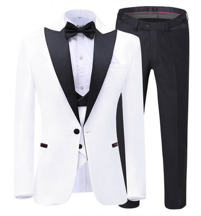 Costum pentru bărbați la modă nouă 2020, 3 piese, șal, rever, smoking, pentru nuntă, petrecere (Blazer+vestă+pantaloni)